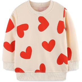 Mrocioa Toddler Baby Girls Heart Sweatshirt Kids Valentine's Day Outfit Shirt Long Sleeve VDAY Tops