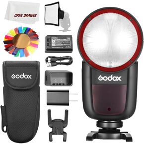 Godox V1S Flash V1-S USA Version Round Head Camera Flash, 2.4G TTL Flash, 1/8000s HSS, Built-in Lithium Battery, 10 Level LED Modeling Lamp, 1.5s Recycle Time for Sony Camera