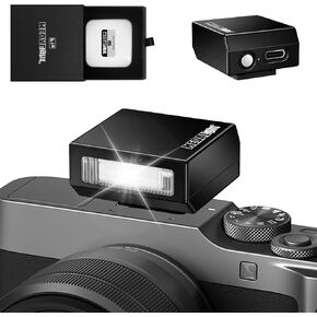 New Aluminum F1s Mini Camera Flash for Ricoh GR3/GR3X/Fuji/Sony/Nikon/Canon/Olympus/Digital Film Cameras,Portable Hot Shoe Speedlite for DSLR Camera(Silver)