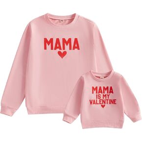 Mommy and Me Valentines Day Outfit Long Sleeve Crewneck Sweatshirt Pullover Family Matching Shirt Mama Baby Clothes in Kuwait