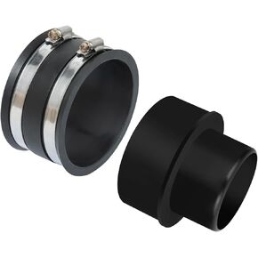 POWERTEC 70475 4-Inch to 3-Inch Reducer and 4 Inch Dust Control Flex Cuff with Steel Hose Clamps, Hose Connector Rubber Cuff Coupler for Woodworking Dust Collection Fittings Accessories