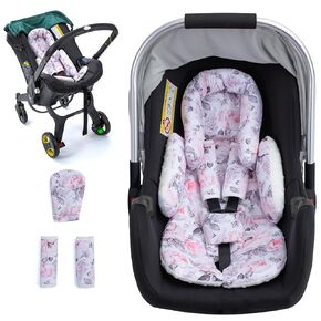 Infant Car Seat Insert, Ultra-Thick Carseat Head & Body Support for Infant, Adjustable Baby Car Seat Head Support with Strap Covers Set, Breathable Baby Car Seat Cushion for Stroller, Swing
