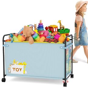 Toy Box Storage, 180L Extra Large Toy Chest with 360° Wheels, Oxford Cloth Metal Toy Box for Boys, Girls, Stuffed Animals, Clothes, Bedroom, Living Room