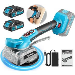 Saker Cordless Tile Vibration Tool with 2 x 22V Batteries,Portable Tile Suction Cup Tool with Digital Display,Handheld Tile Vibration Leveling Machine with 5 Adjust Speed,For Tile,Wood,Floor,Wall
