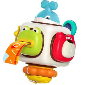 iPlay, iLearn Baby Busy Cube, Infant Montessori Animal Toy 1 Year Old, Toddler Carseat Plane Travel Activity Toy, Education Learning Sensory Development Birthday Gift 6 9 12 18 Month 2 3 Yr Girl Boy