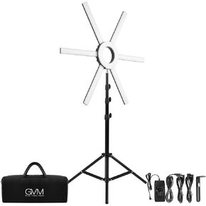 GVM Ring Light Kit with Tripod, 90W LED Circle Light with Detachable Light Bars Adjustable 3200K~5600K CRI 97+ Dimmable Bicolor LED Video Light for YouTube/Makeup/Vlogs/Live Streaming