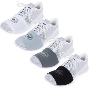 THE DANCESOCKS Made in USA Original Over Sneaker Socks for Dance Smooth Floors (4 Pairs/white/lt grey/dk grey/black)