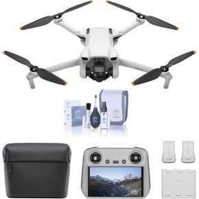 DJI DJI Mini 3 Fly More Combo (DJI RC) - Lightweight and Foldable Mini Camera Drone with 4K HDR Video, 38-min Flight Time, True Vertical Shooting, and Intelligent Features, With Care & Cleaning Kit
