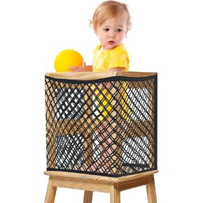Toddlers Tower Safety Net, Nylon Safety Soft Double-Layer Large Net for Toddlers Tower Kitchen Step Stool Learning Standing Tower Kids, Black