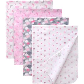 Gina Era Unisex Baby Cotton Flannel Receiving Blankets, Baby Blankets 4 Pcs, Baby Swaddle Blankets, Baby Flannel Blanket 30x30 Inches for Boy Girl (Style-8)