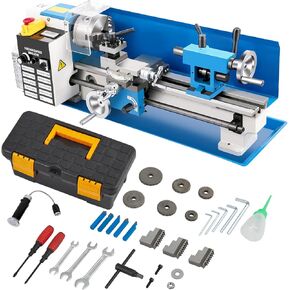 EliteEdge Metal Lathe 7"x14" - Long-lived High-Grade Construction, Precise Variable Speed Control, 2500RPM, Secure 3" 3-Jaw Self-Centering Chuck, 550W Benchtop Mini Lathe