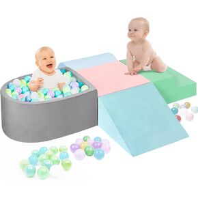 Climbing Toys for Toddlers 1-3 Inside, Baby Foam Climbing Blocks with Ball Pit for Toddlers, 5-Piece Soft Play Climbing Blocks, Indoor Climb Crawl Activity Play Set, Birthday Gift (Balls not Included)