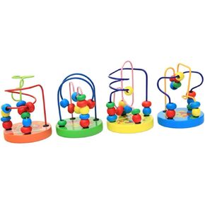 Vaguelly Wood Developmental Toys Beads Maze Game Coaster Toddler Bamboo Wooden