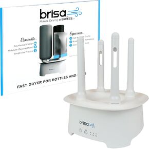 Bottle Drying Rack by Brisa - Powered Drying Rack for Bottle, Reusables and Containers - Bottle Dryer with Hot Air Drying Technology - Home Essentials Drying Rack Kitchen Tool-White