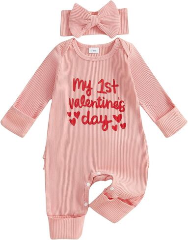My First Valentines Day Baby Girl Outfit Long Sleeve Romper Jumpsuit Winter Spring Newborn Girl Outfits Clothes in Kuwait