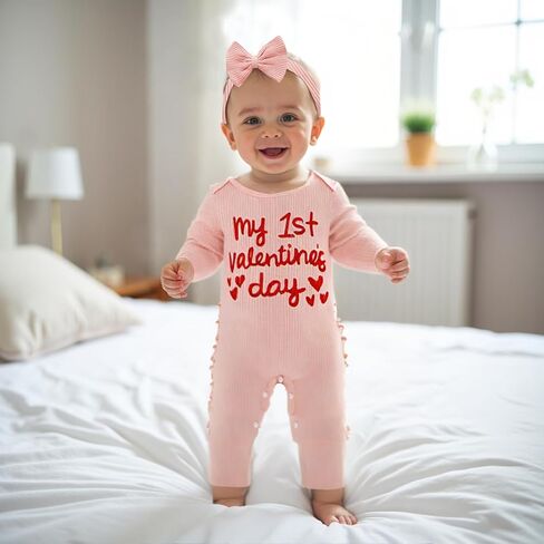 My First Valentines Day Baby Girl Outfit Long Sleeve Romper Jumpsuit Winter Spring Newborn Girl Outfits Clothes in Kuwait