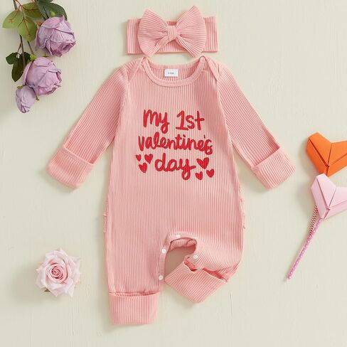 My First Valentines Day Baby Girl Outfit Long Sleeve Romper Jumpsuit Winter Spring Newborn Girl Outfits Clothes in Kuwait
