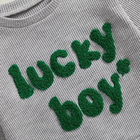 Lesimsam Toddler Baby Baby Valentine Day Outfit Letter Letter Thermproidery Long Sleeve Waffle متماسكة وسروال مجموعة in Kuwait