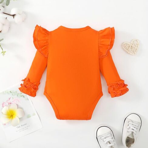 Baby Girls Ruffle Long Sleeve Bodysuit Infant Girl One Piece Romper Toddler Girl Solid Color Jumpsuit in Saudi Arabia