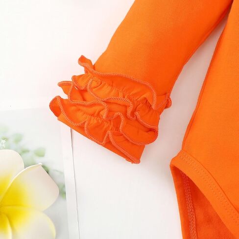 Baby Girls Ruffle Long Sleeve Bodysuit Infant Girl One Piece Romper Toddler Girl Solid Color Jumpsuit in Saudi Arabia