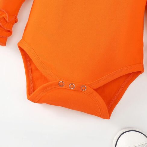 Baby Girls Ruffle Long Sleeve Bodysuit Infant Girl One Piece Romper Toddler Girl Solid Color Jumpsuit in Saudi Arabia