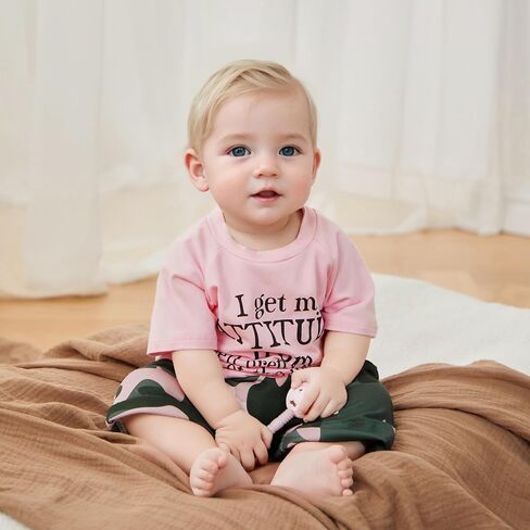 Fernvia Toddler Girls Clothes 1T 2T 3T 4T 5T Summer Outfits Baby Kids Short Sleeve T-Shirt Tops & Camouflage Shorts Sets in Kuwait