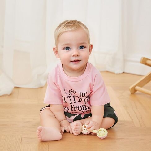 Fernvia Toddler Girls Clothes 1T 2T 3T 4T 5T Summer Outfits Baby Kids Short Sleeve T-Shirt Tops & Camouflage Shorts Sets in Kuwait