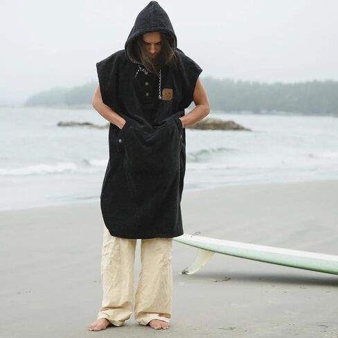 Slowtide Cotton Towel Changing Poncho – Warm & Absorbent Hooded Surf Poncho with Pocket, Great for Beach, Pool, & Outdoor Use in Saudi Arabia