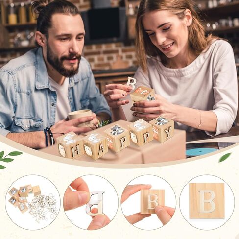 Custom Woodland Animals Wooden Name Sign, 8 Woodland Animals Block with 78 Wooden Letter Nursery Name Wooden Cubes for Nursery Shower Baby Shower Name Alphabet Wood Signs in Kuwait