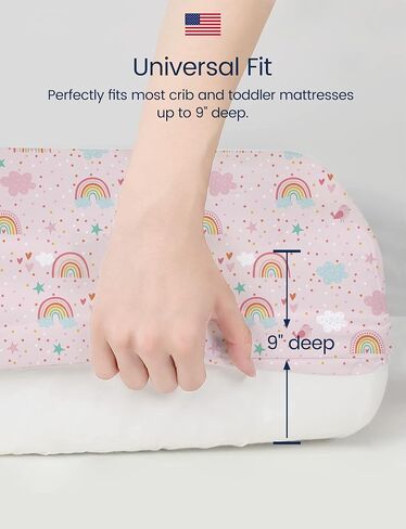 TotAha Premium Stretchy Crib Sheets (2-Pack)-Hypoallergenic, Silky Comfort, Buttery Soft, Calming Effect, All-Season Jersey-Knit Sheets, 9'' Extra Deep Pocket(Meredith Allover Floral & Pale Pink) in Saudi Arabia
