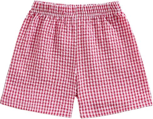 Karuedoo Toddler Baby Boy Girl Shorts Gingham Plaid/Seersucker Shorts Summer Casual Elastic Waist Shorts Pants Bottoms in Saudi Arabia