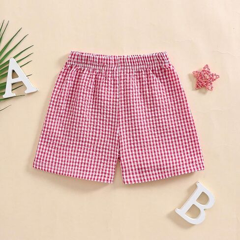 Karuedoo Toddler Baby Boy Girl Shorts Gingham Plaid/Seersucker Shorts Summer Casual Elastic Waist Shorts Pants Bottoms in Saudi Arabia