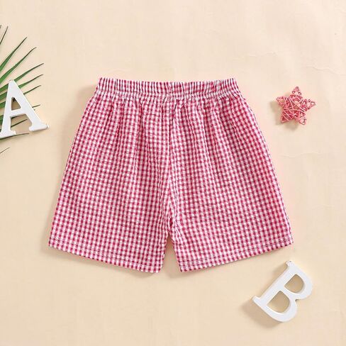 Karuedoo Toddler Baby Boy Girl Shorts Gingham Plaid/Seersucker Shorts Summer Casual Elastic Waist Shorts Pants Bottoms in Saudi Arabia