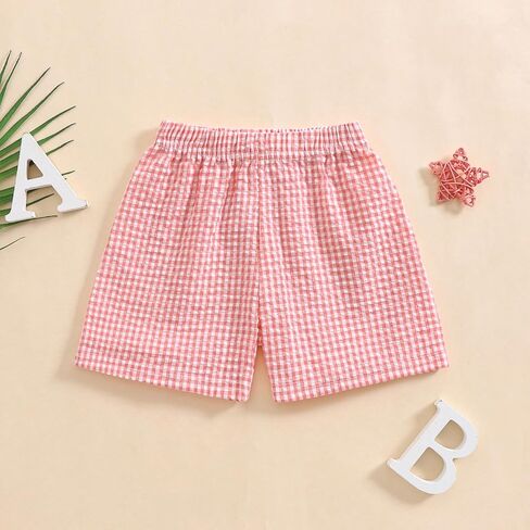 Toddler Boy Girl Plaid Shorts Casual Summer Gingham Shorts Elastic Waist Beach Shorts Bottoms Boxers Streetwear in Kuwait