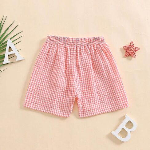 Toddler Boy Girl Plaid Shorts Casual Summer Gingham Shorts Elastic Waist Beach Shorts Bottoms Boxers Streetwear in Kuwait