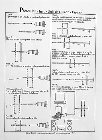 1/2" x 48" Pierce Installer Plurality of Cables Bell Hanger Wood Bit with a Patented Round Threaded Shank with 3 Hollow Tips, Made in USA in Saudi Arabia