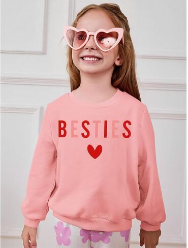 Mommy و Me Me Valentine Day Swefshirt Love Heart Besties Letter in Kuwait