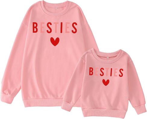 Mommy و Me Me Valentine Day Swefshirt Love Heart Besties Letter in Kuwait