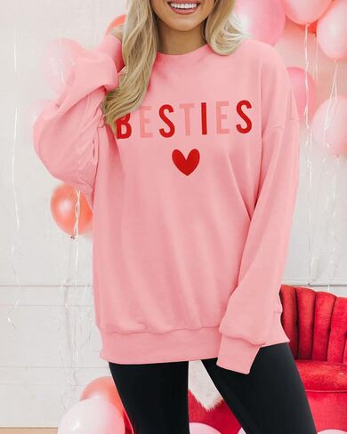 Mommy و Me Me Valentine Day Swefshirt Love Heart Besties Letter in Kuwait