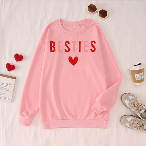 Mommy و Me Me Valentine Day Swefshirt Love Heart Besties Letter in Kuwait