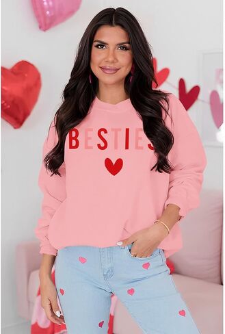 Mommy و Me Me Valentine Day Swefshirt Love Heart Besties Letter in Kuwait