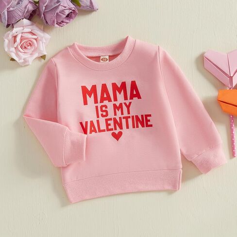 Mommy and Me Valentines Day Outfit Long Sleeve Crewneck Sweatshirt Pullover Family Matching Shirt Mama Baby Clothes in Kuwait
