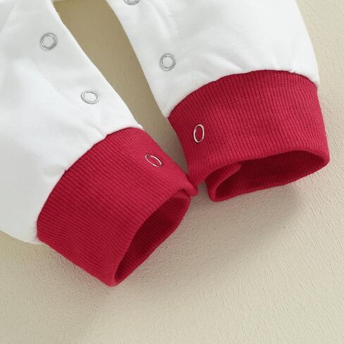 Karuedoo حديثي الولادة Baby Boy Girl Valentines Day Outfit Heart Embroidery Long Romper Phemsuit Bodysuit One Point in Kuwait