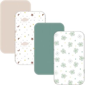 4 Pack Baby Bassinet Sheets - 33"x20" Bedside Bassinet Sheets Compatible with Baby Delight, Angelbliss, Maxi-COSI, and Most Bedside Sleeper, Soft Neutral Bassinet Fitted Sheets for Boys and Girls