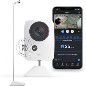 Miku Pro (Upgraded) Smart Baby Monitor Camera, Wall Mount & Floor Stand, Real Time Breathing & Sleep Tracking, Contact Free, Instant Alerts, Safe Sleep, Requires Additional Monthly Membership