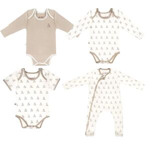 0-3 Months Organic Cotton Gender Neutral Newborn Clothing Set Infant Unisex Baby Girl Boy Bodysuit Home Coming Baby Shower Essentials Gift