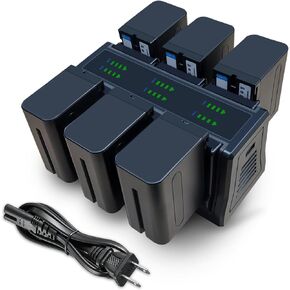 4&6 Pack NP-F970 Batteries 8900mAh and 4/6-Channel Charger Compatible with NP F970, F960, F950, F930, F770, F750, F570, F550, F530, F330 and Handycams, Field Monitor, Video Light (6 Channel&6 battery)