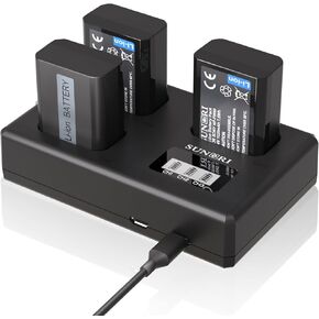 3 Pack NP-FW50 Batteries and Triple Slot Charger Compatible for Sony ZV-E10 A7 A7R A7RII A7II A7SII A7S A7RII A6300 A6400 A6500 RX10 Cameras