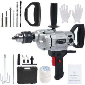 URBANVISTA Mixing Drill Machine, 10A Corded Heavy Cement Mixer Set, Electric Handheld Drill Mixer 1200W, Variable Speeds 5/8", Concrete Mud Mixer with Spade for Drilling and Mixing