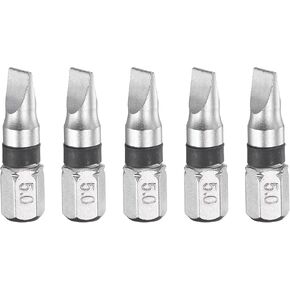 HARFINGTON 5pcs Slotted Screwdriver Bit SL3 1/4" Hex Shank 25mm/1" Length Magnetic Flat Head Hex Bits S2 Steel Electric Screw Driver Bit